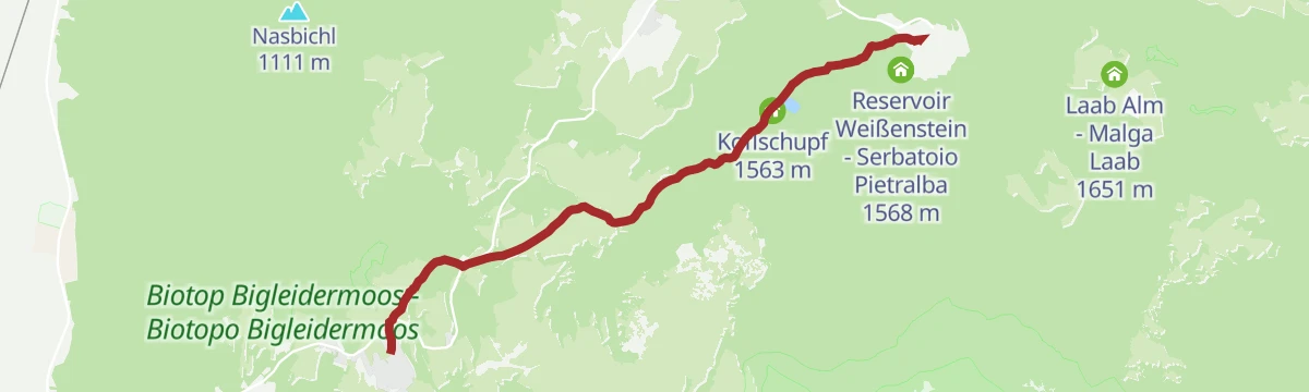 Route map: Pilgerweg von Aldein — Gampen nach Weißenstein